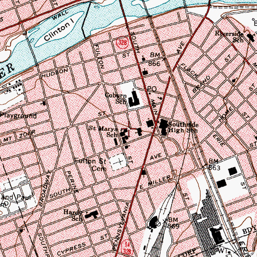 Topographic Map of Holy Family Primary School, NY