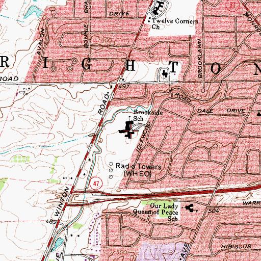 Topographic Map of Montessori School of Rochester, NY