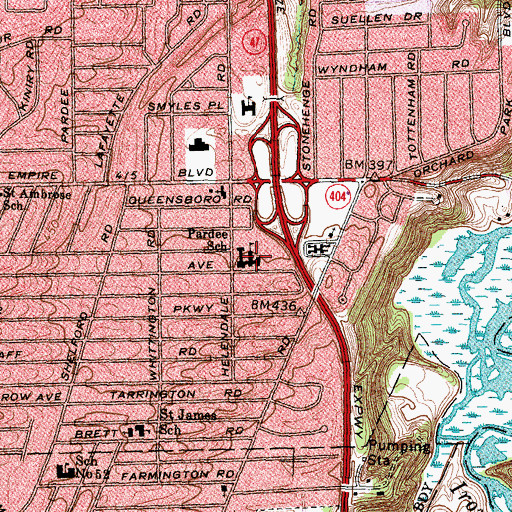Topographic Map of Helendale Road Primary School, NY