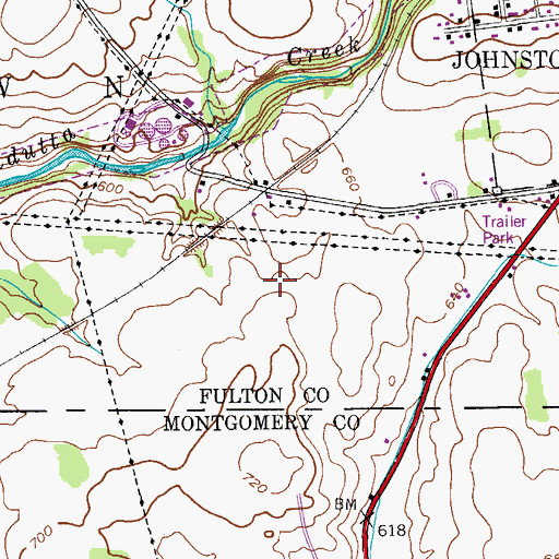 Topographic Map of Johnstown Industrial Park, NY