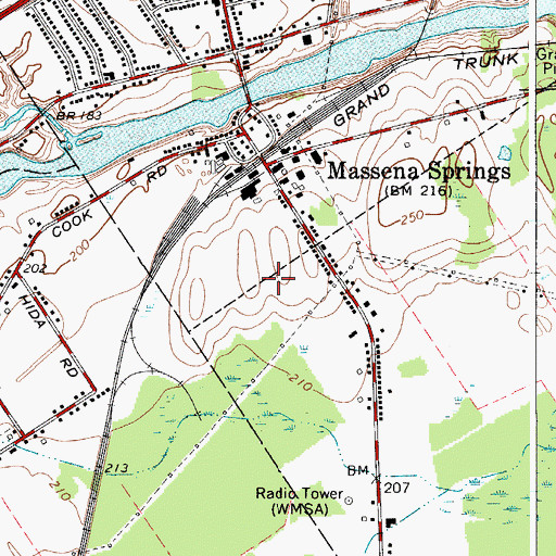 Topographic Map of Massena Industrial Park, NY