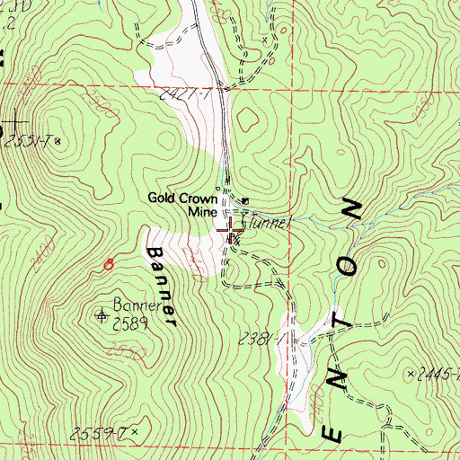 Topographic Map of Gold Crown Mine, CA