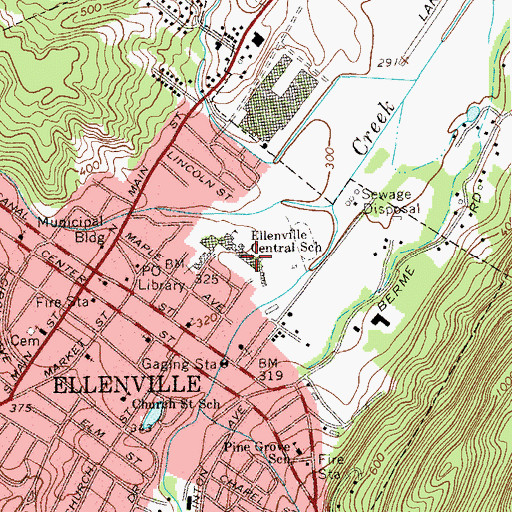 Topographic Map of Ellenville Middle School, NY