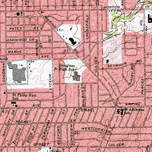 Topographic Map of Northwest College Preparatory High School at Douglass Campus, NY