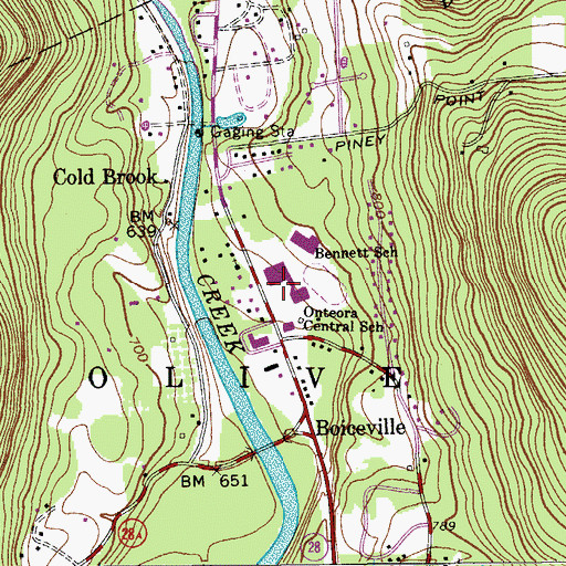 Topographic Map of Onteora Middle School, NY