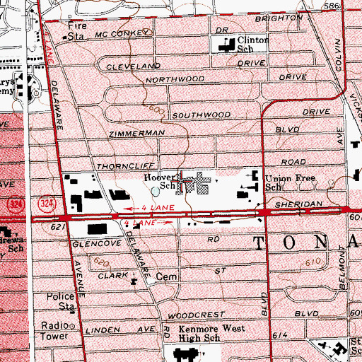 Topographic Map of Herbert Hoover Elementary School, NY