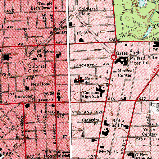 Topographic Map of Nardin Academy - Elementary School, NY