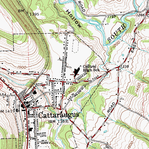 Topographic Map of Cattaraugus Campus Elementary School, NY