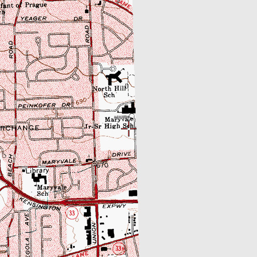 Topographic Map of Maryvale Middle School, NY