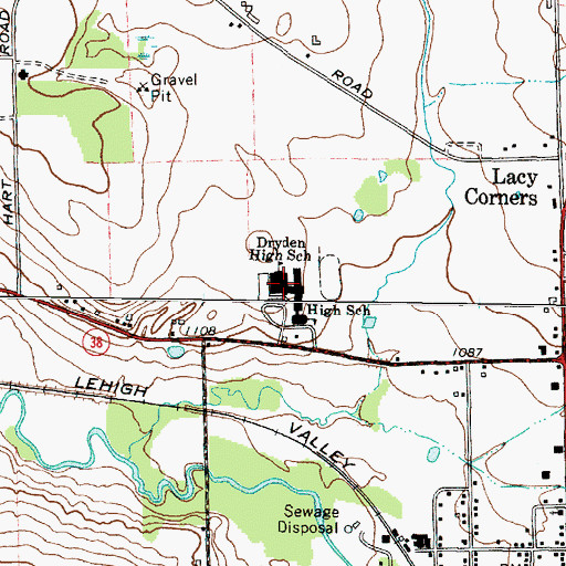 Topographic Map of Dryden Middle School, NY