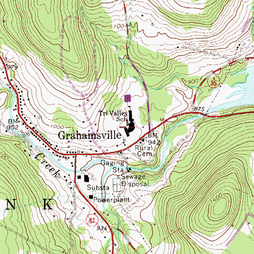 Topographic Map of Tri - Valley Middle School, NY