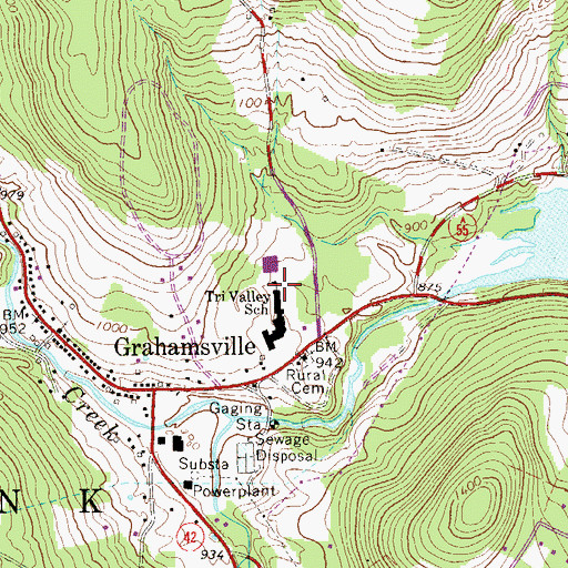 Topographic Map of Tri - Valley Elementary School, NY