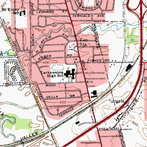 Topographic Map of Lackawanna Middle School, NY