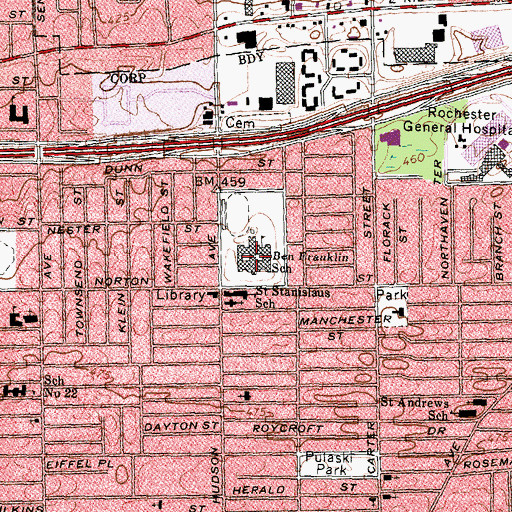 Topographic Map of Bioscience and Health Care High School - Franklin, NY