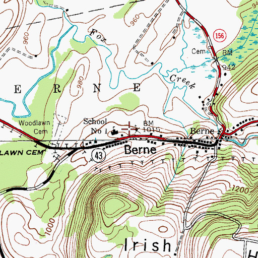 Topographic Map of Berne - Knox - Westerlo Secondary School, NY