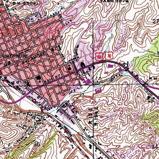 Topographic Map of Copper Mountain Inn Skilled Nursing Hospital, AZ