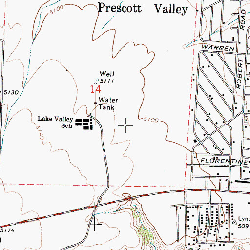 Topographic Map of Yavapai Regional Medical Center East Campus, AZ