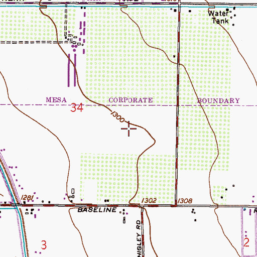 Topographic Map of Banner Gateway Medical Center, AZ