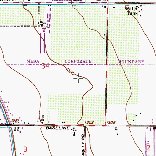 Topographic Map of Banner MD Anderson Cancer Center, AZ