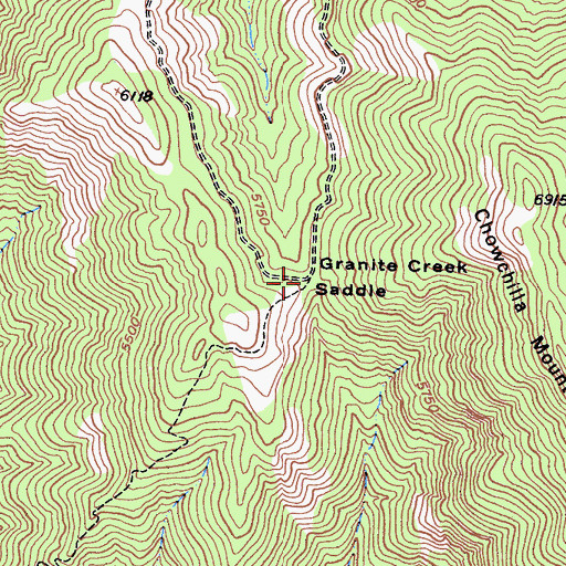 Topographic Map of Granite Creek Saddle, CA