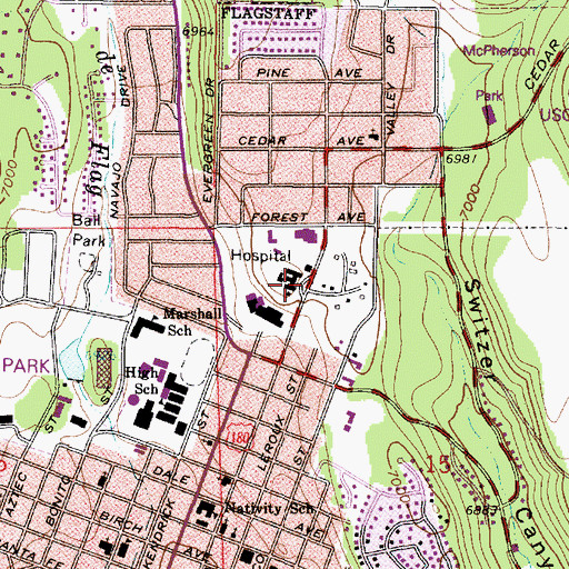 Topographic Map of Center for Native American Health, AZ