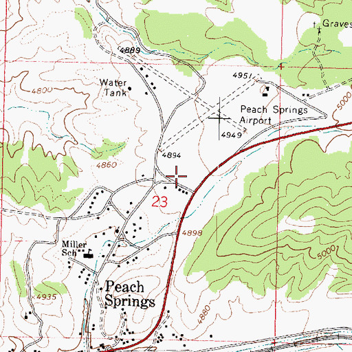 Topographic Map of Peach Springs Health Center, AZ