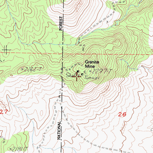 Topographic Map of Granite Mine, CA