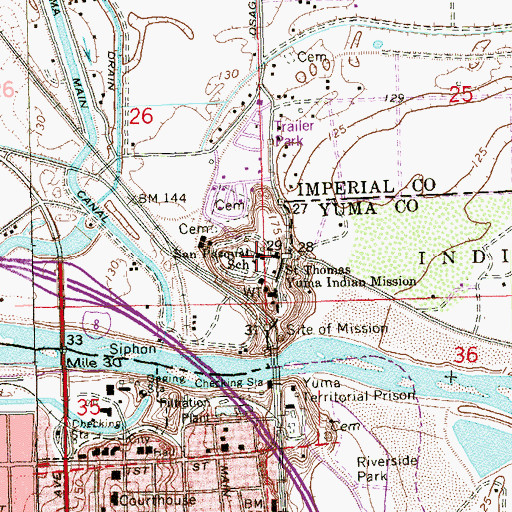 Topographic Map of Public Health Services Health Center Fort Yuma Service Unit, CA