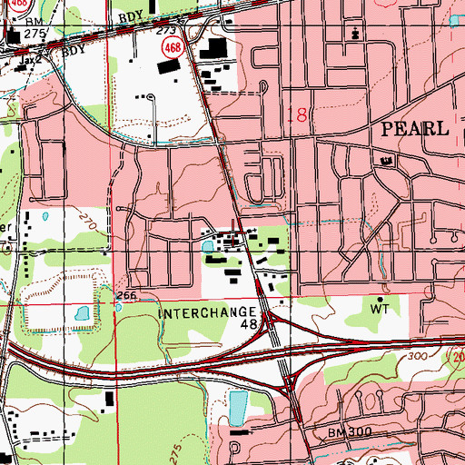 Topographic Map of Pearl Fire Department Station 2, MS