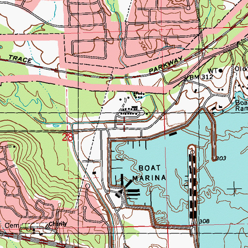 Topographic Map of Ridgeland Fire Department Station 3, MS