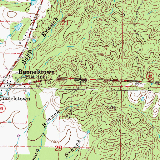 Topographic Map of Runnelstown Volunteer Fire Department Station 1 Headquarters, MS