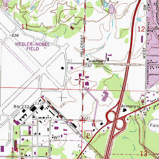 Topographic Map of Laurel Fire Department Station 6, MS