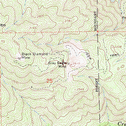 Topographic Map of Gray Eagle Mine, CA