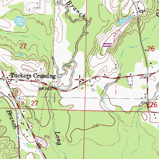 Topographic Map of Glade Volunteer Fire Department, MS