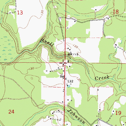 Topographic Map of Knobtown Volunteer Fire Department, MS