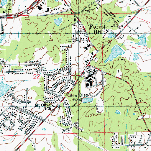 Topographic Map of Jackson Fire Department District 2 Station 23, MS