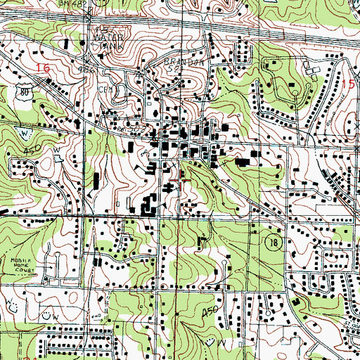 Topographic Map of Brandon Fire Department Station 2, MS