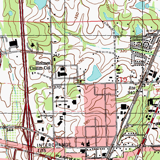 Topographic Map of Ridgeland Fire Department Station 2, MS