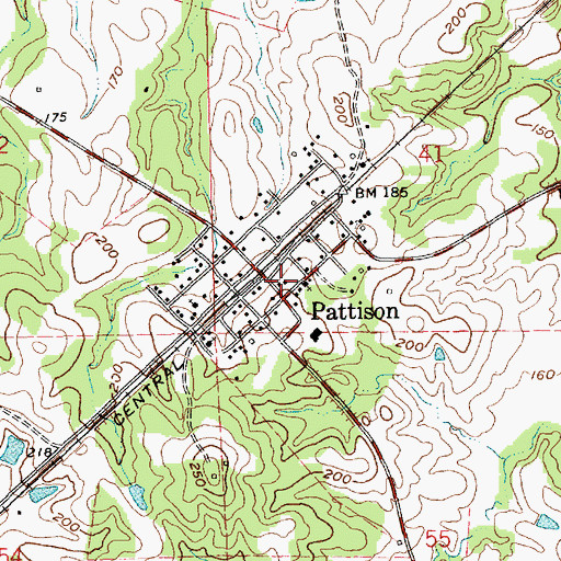 Topographic Map of Claiborne County Fire Department Station 5, MS