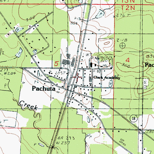 Topographic Map of Pachuta Volunteer Fire Department, MS