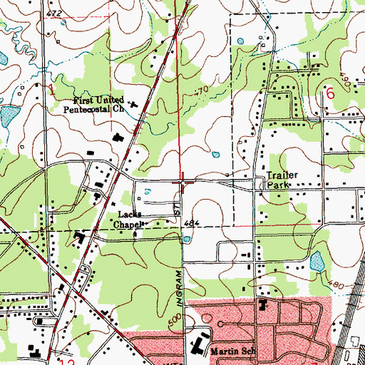 Topographic Map of Brookhaven Fire Department Station 3, MS