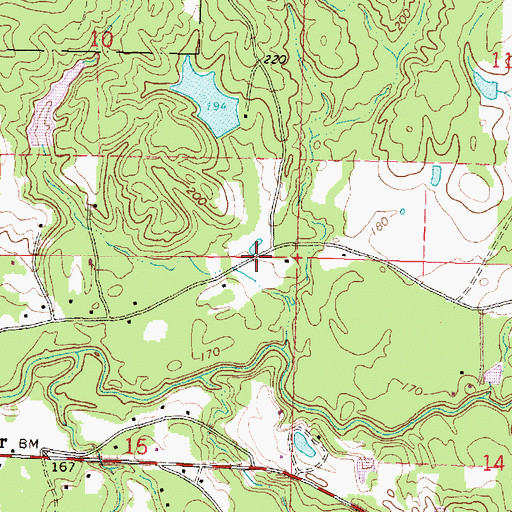 Topographic Map of Pine Burr Volunteer Fire Department, MS