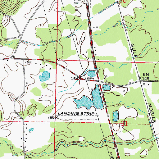 Topographic Map of Southwest Marion Fire Department, MS