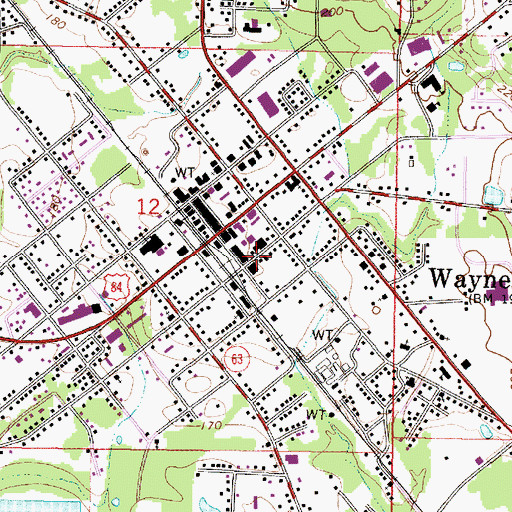 Topographic Map of Waynesboro Fire Department, MS