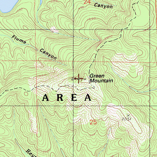 Topographic Map of Green Mountain, CA