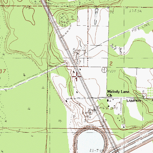 Topographic Map of Three Rivers Volunteer Fire Department South, MS