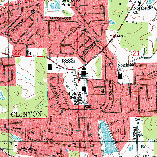 Topographic Map of Clinton Fire Department Station 2, MS