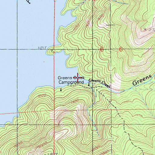 Topographic Map of Greens Creek, CA