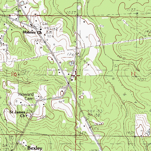Topographic Map of Bexley Volunteer Fire Department, MS