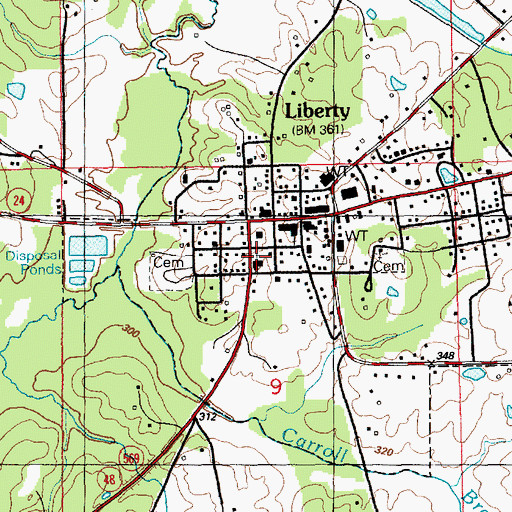 Topographic Map of Liberty Ambulance Service, MS